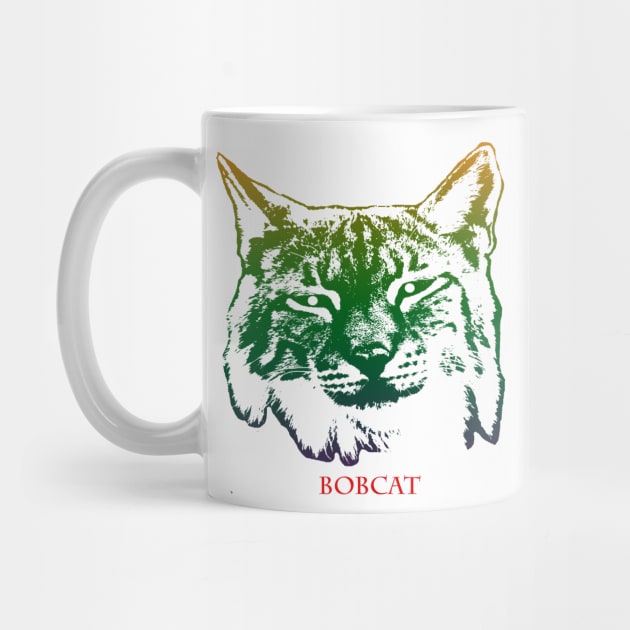 The bobcat head is Violet, Green, Orange by best seller shop